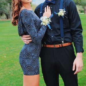 navy sparkly formal dress